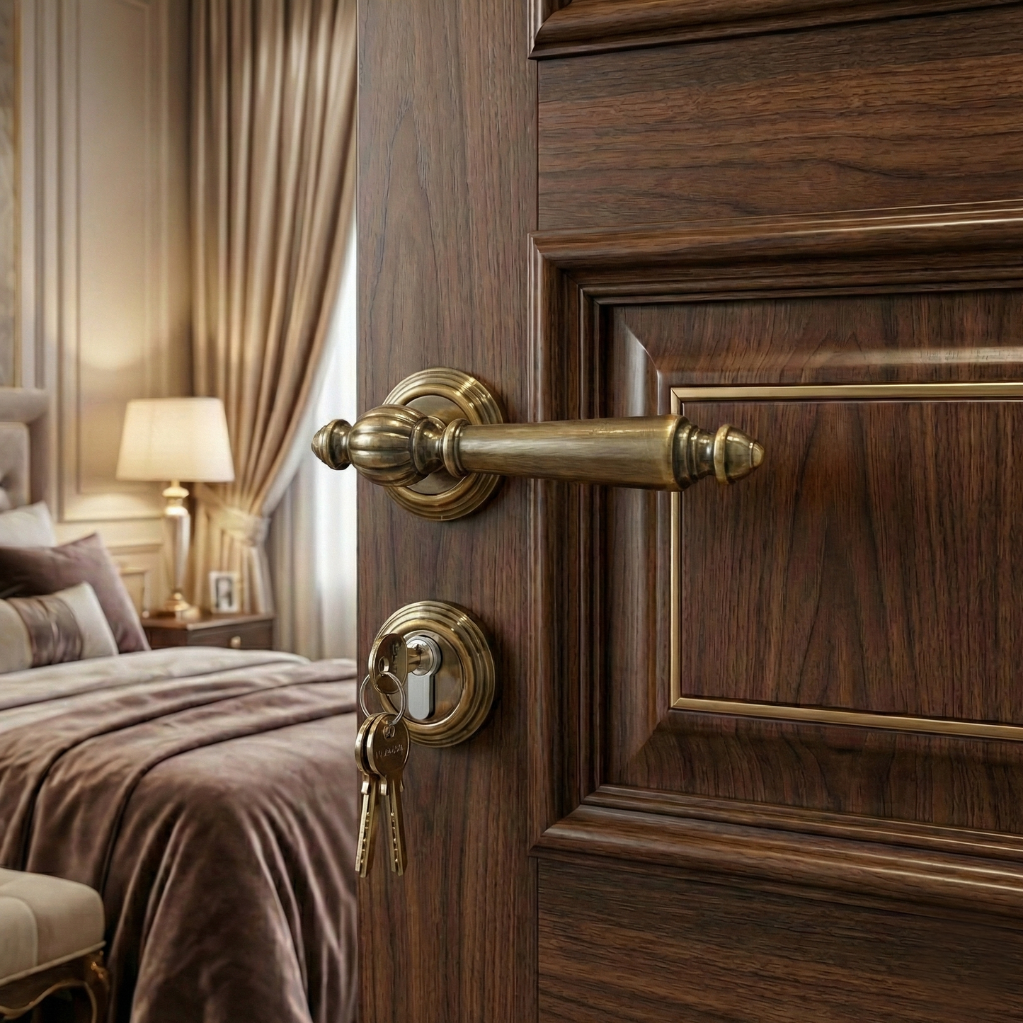 Rosette Handle Lock - Antique Royal