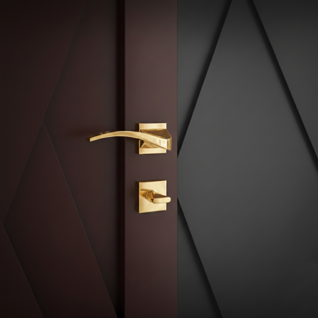 Rosette Handle Lock - Square Slim Curved