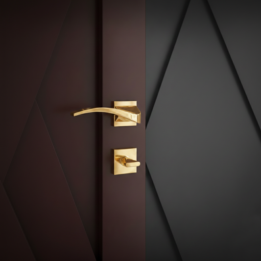 Rosette Handle Lock - Square Slim Curved